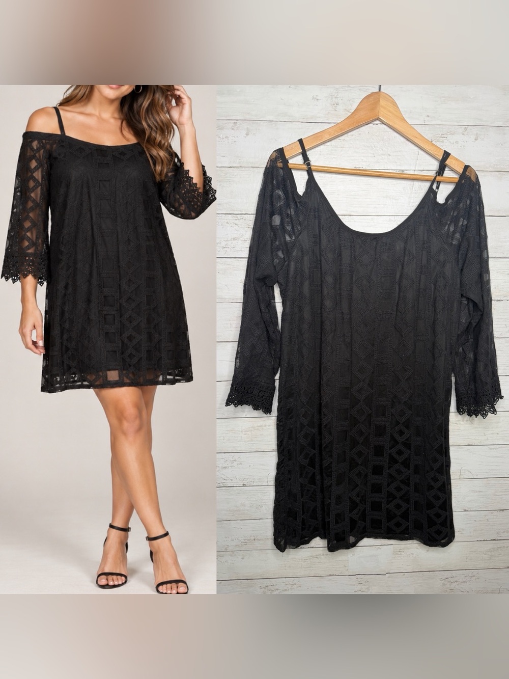 Xhilaration Black Lace Off The Shoulder Dress Size L